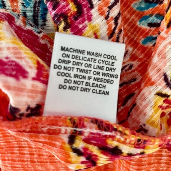 Emily Daniels Orange Floral Print 3/4 Sleeves Top Women's Medium - Picture 10 of 10